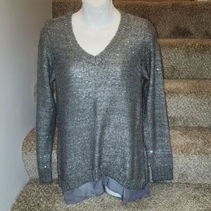 The Limited Gray Sparkle Layered Sweater S